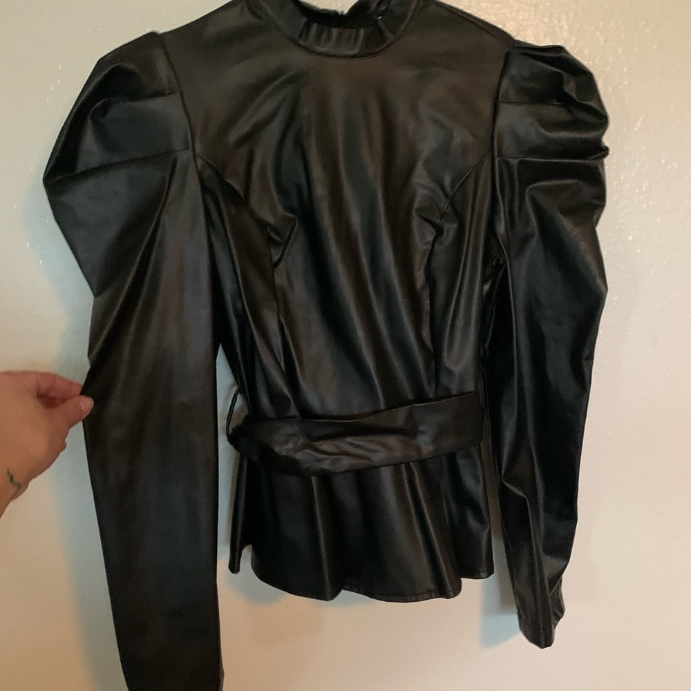 Black Faux Leather Top
